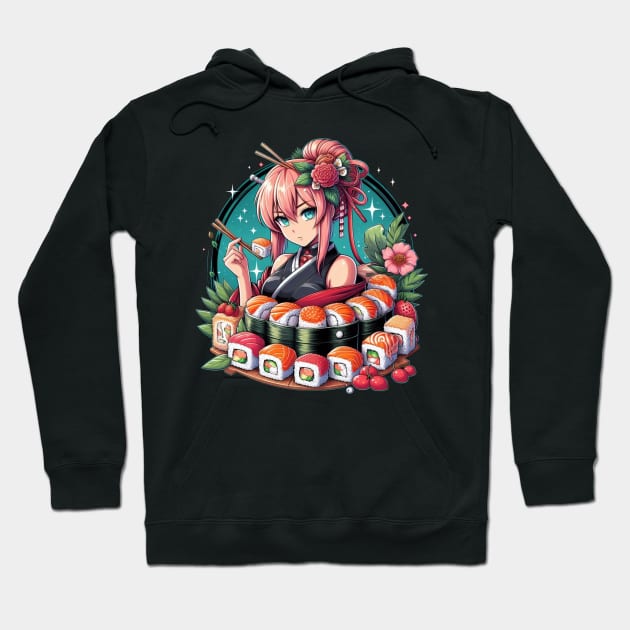 Anime Sushi Lover Japanese Art Hoodie by CP6Design